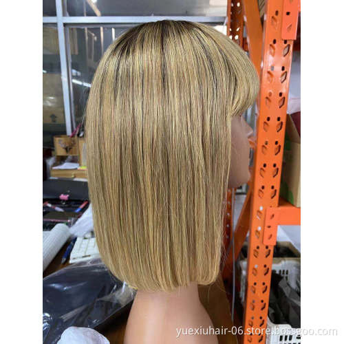Short Curly Bob Wig Human Hair Lace Front Bob Wig Virgin Remy Hair 8 inch Black Bob Wig For African American